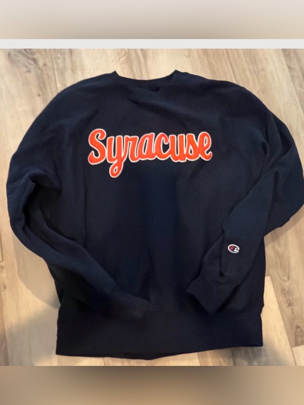 Champion Vintage Navy Blue Crewneck with Orange Syracuse Script